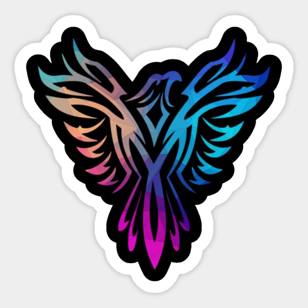 Stylish Colorful Polygon Pastels Phoenix Mythical Rising Born Again Sticker by twizzler3b